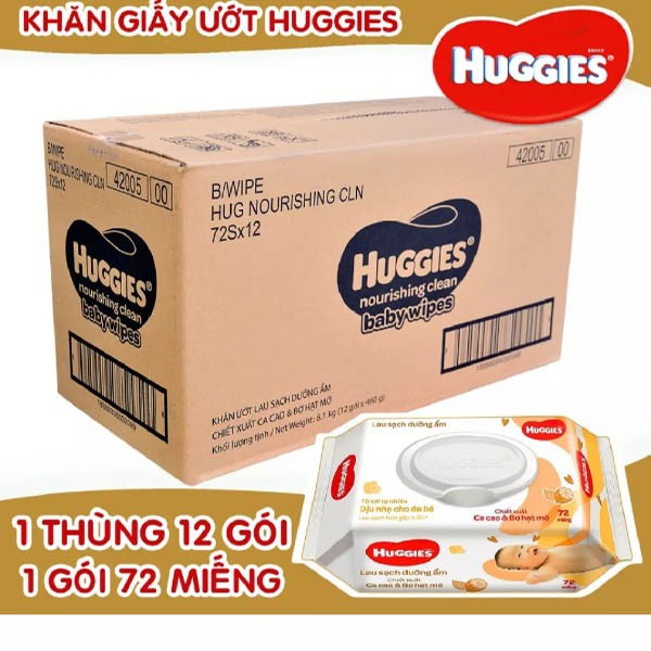 Khăn ướt cao cấp Huggies bơ hạt mỡ 72 Miếng