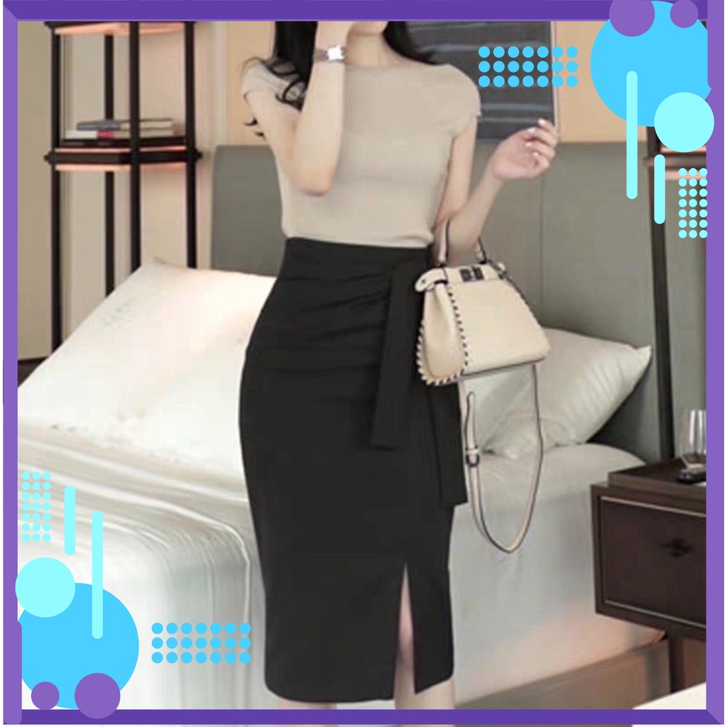 Chân Váy bút chì/chân váy công sở sẻ trước năm kiểu tùy chọn chất vải co dãn dáng ôm mềm mại dễ thương