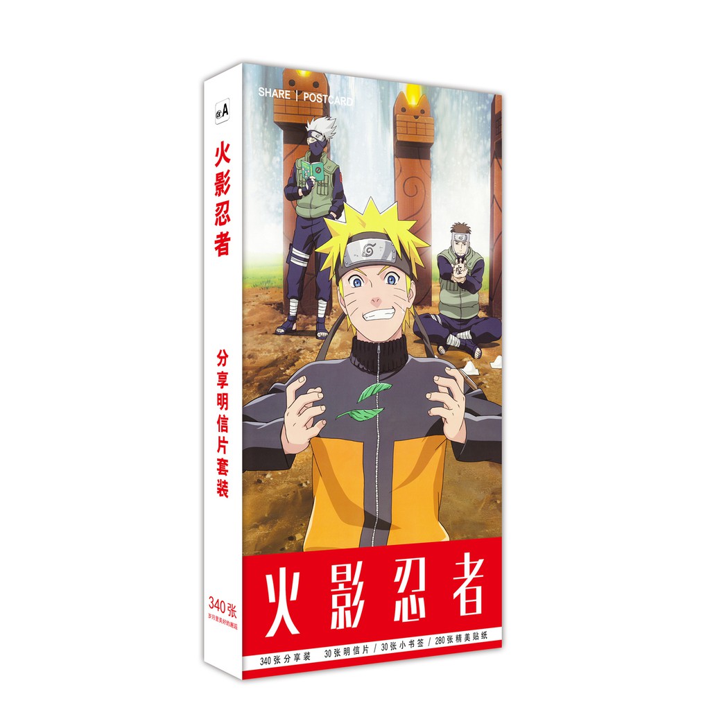 Hộp Postcard Bưu thiếp (Trọn bộ 340 Hình có Sticker) Anime/Manga Naruto