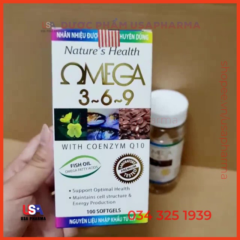 Dầu Cá Omega 369 Hỗ Trợ Hệ Tim Mạch , Trí Não , Tăng Cường Thị Lực , Sáng Mắt - Hộp 100v