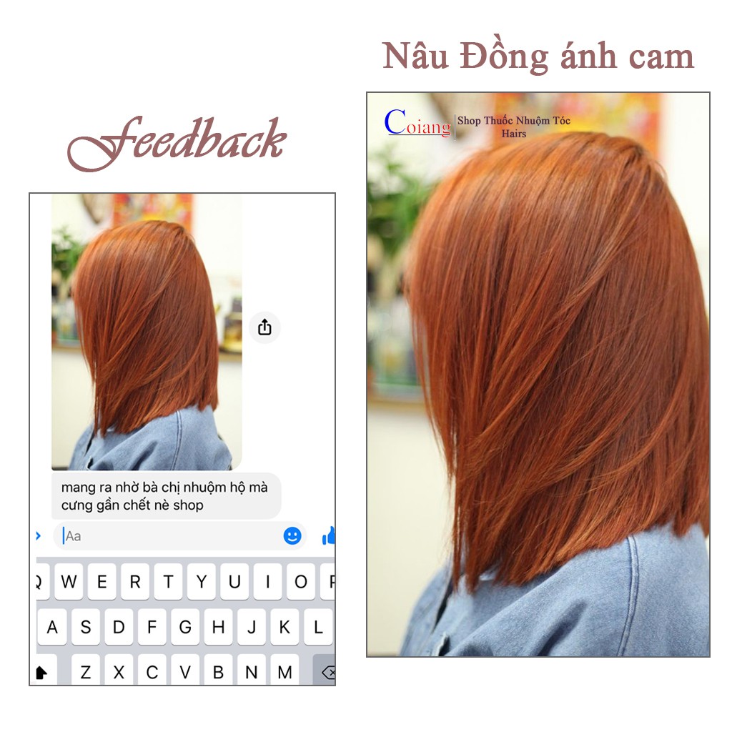 Thuốc nhuộm tóc màu NÂU ĐỒNG ÁNH CAM không cần thuốc tẩy tóc Chenglovehairs, Chenglovehair