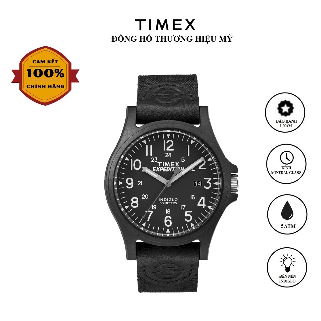 Đồng hồ nam Timex Expedition Acadia TW4B08100 Dây Da Phối Vải - Chính Hãng