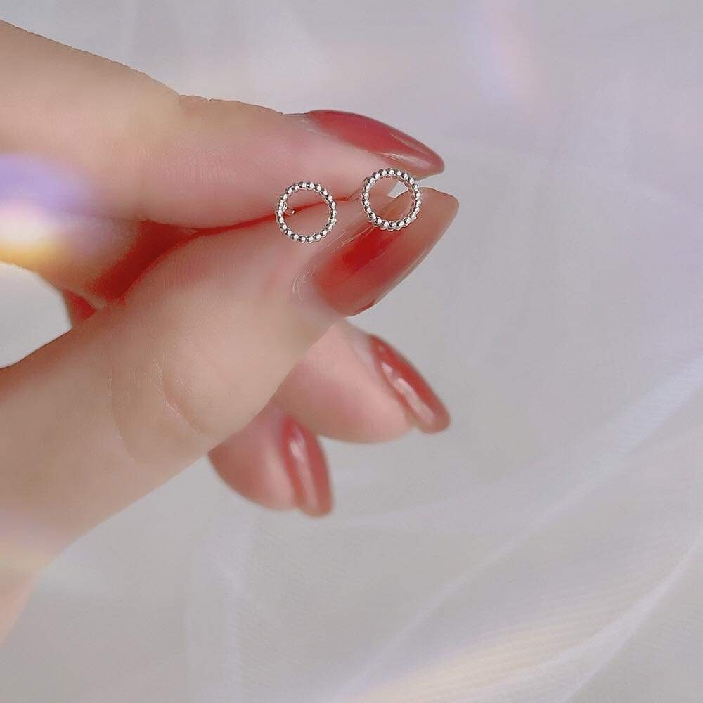 Khuyên tai bạc khuyên hình học đơn giản Van Jewelry V10071