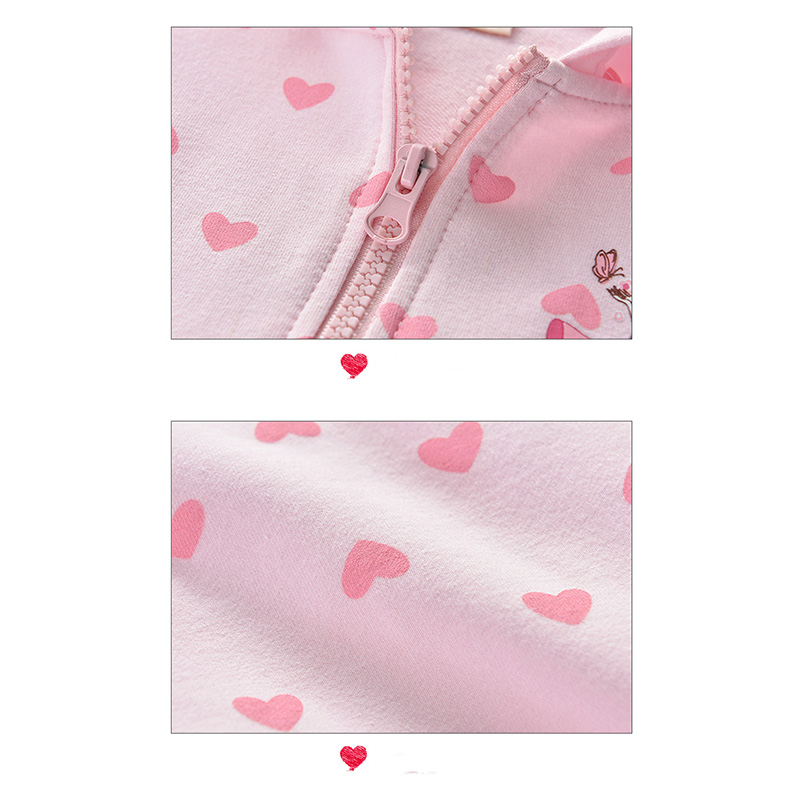 Áo khoác thời trang có mũ trùm đầu tay dài in hình trái tim đáng yêu dành cho bé gái 1-10 tuổi