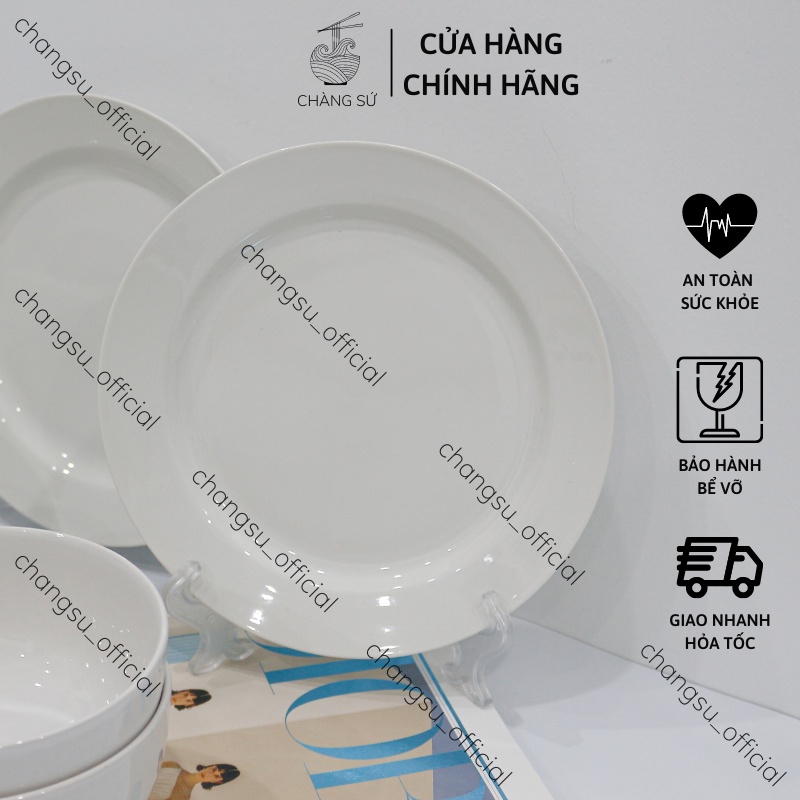 Bộ bát đĩa ăn cơm gia đình đẹp 12 món cơ bản - Set chén dĩa sứ trắng dễ thương HC B12