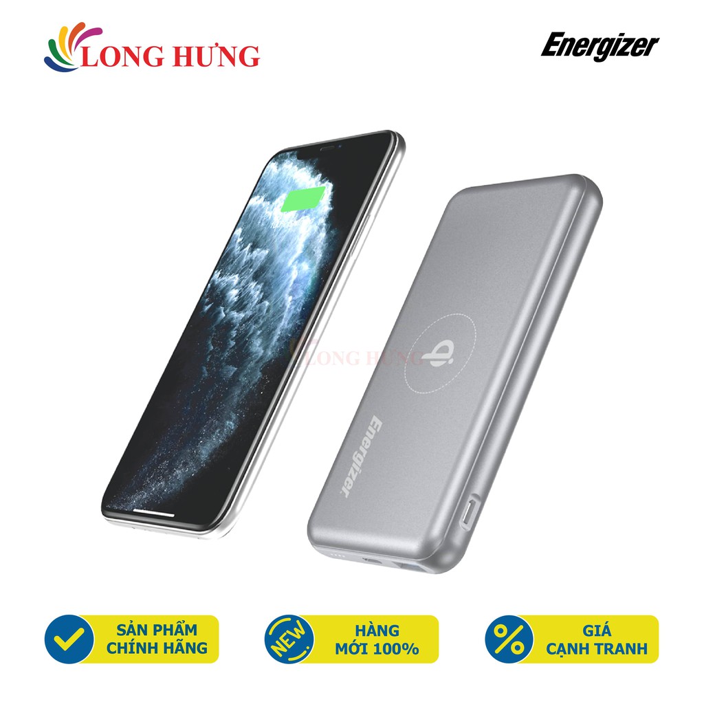 Sạc dự phòng kiêm sạc không dây Energizer 10000mAh Li-Polymer QE10007/QE10007PQ - Hàng chính hãng