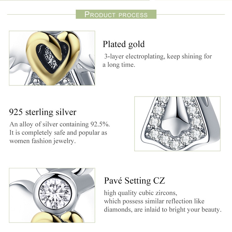 Phụ Kiện Hạt Trang Sức Bamoer Bằng Bạc S925 Hình Thiên Thần Thời Trang Cho Nữ