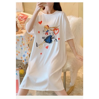 Đầm Suông Nữ Chất Cotton Mềm Mát Tay Lỡ Form Rộng Basic Hình In Thủy Thủ Mặt Trăng Tới 70kg Hot Trending TTDS0227