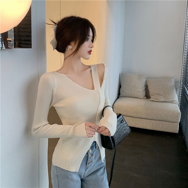 Áo len tay dài xẻ tà thời trang dành cho nữ