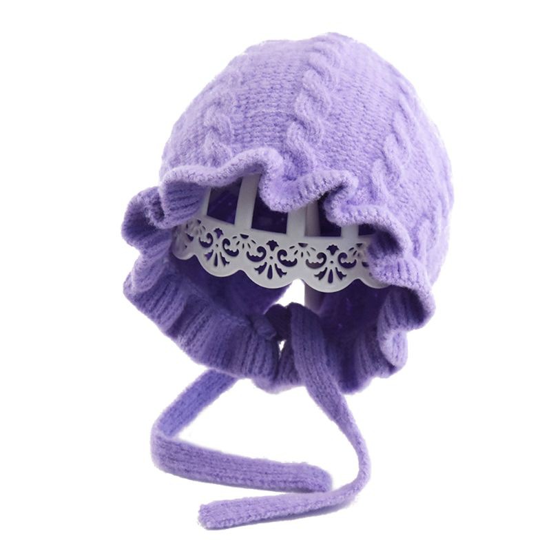 Mũ len giữ ấm thiết kế phong cách công chúa dành cho bé gái