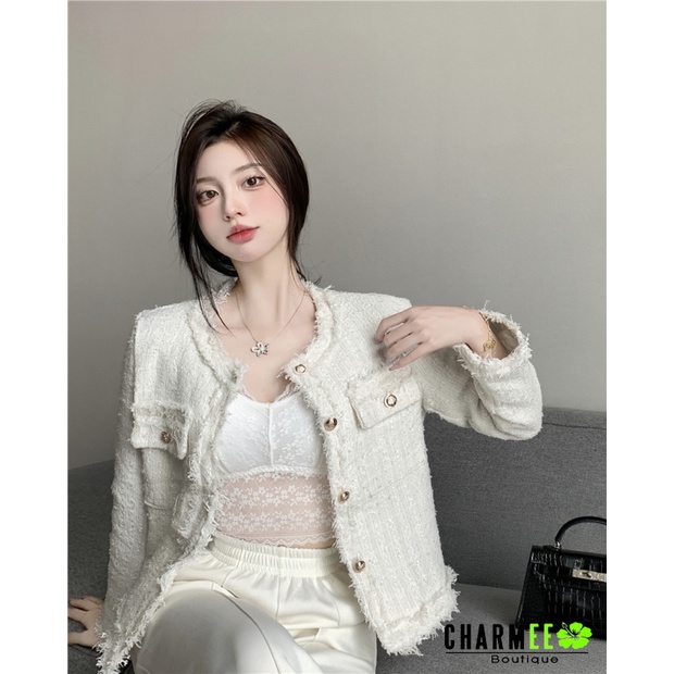 Áo Khoác Dạ Twist Cổ Tròn Siêu Xinh Xắn (Hàng Nhập QC)