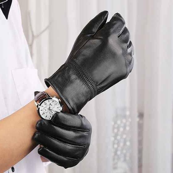 Găng Tay Da Cừu Nam Hàn Quốc Có Lớp Lông Dày Mịn Cực Ấm
