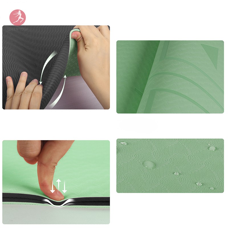 Thảm Tập Yoga Định Tuyến TPE Chống Trượt Không Mùi Loại Rộng 66cm SANFAN - Tặng Túi Đựng Và Dây Buộc Thảm