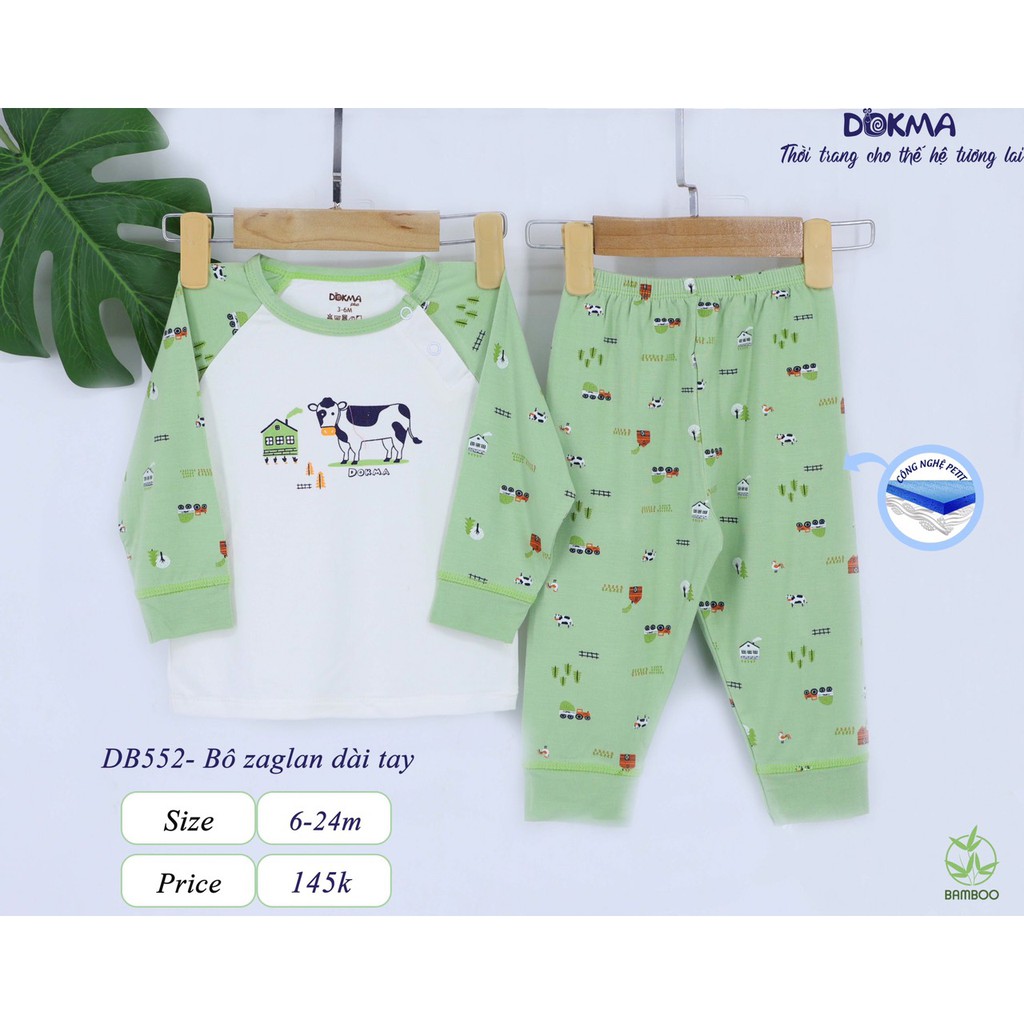 ( CHÍNH HÃNG) Bộ quần áo DOKMA bộ mùa thu cho bé chất vải cotton siêu mềm cho bé từ 6-24m