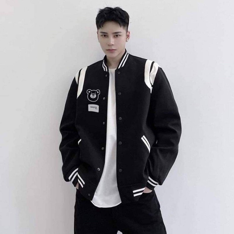 Áo bomber phối vai logo gấu TH6