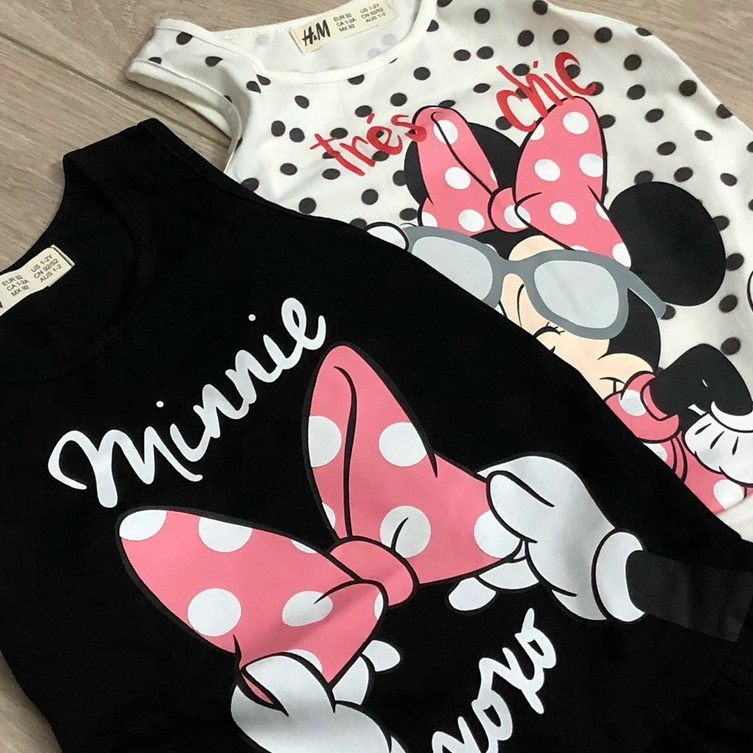 Váy đầm cho bé gái - Set 2 váy Minnie đen trắng HM cho bé gái size 2-10t