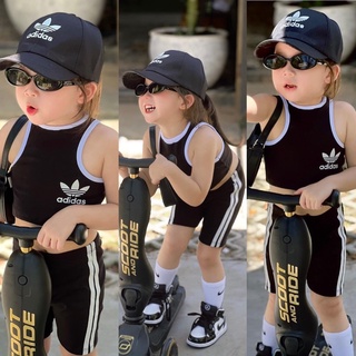 Set áo croptop thể thao + quần ngố adidas cho bé