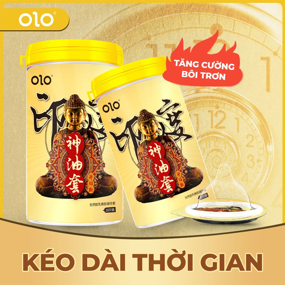 Bao cao su OLO dầu Ấn Độ vàng siêu mỏng 0.01mm kéo dài thời gian