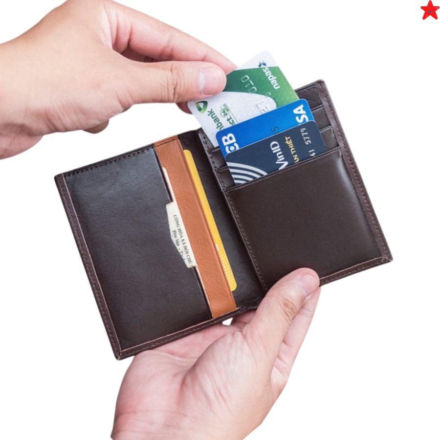 Ví Nam Ngang Mini Gập Đôi Thiết Kế Đơn Giản - Bóp Da Cao Cấp - DTR - Khanhveeaz244