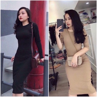 BÁN SỈ VÁY BODY LEN TĂM DÀI TAY