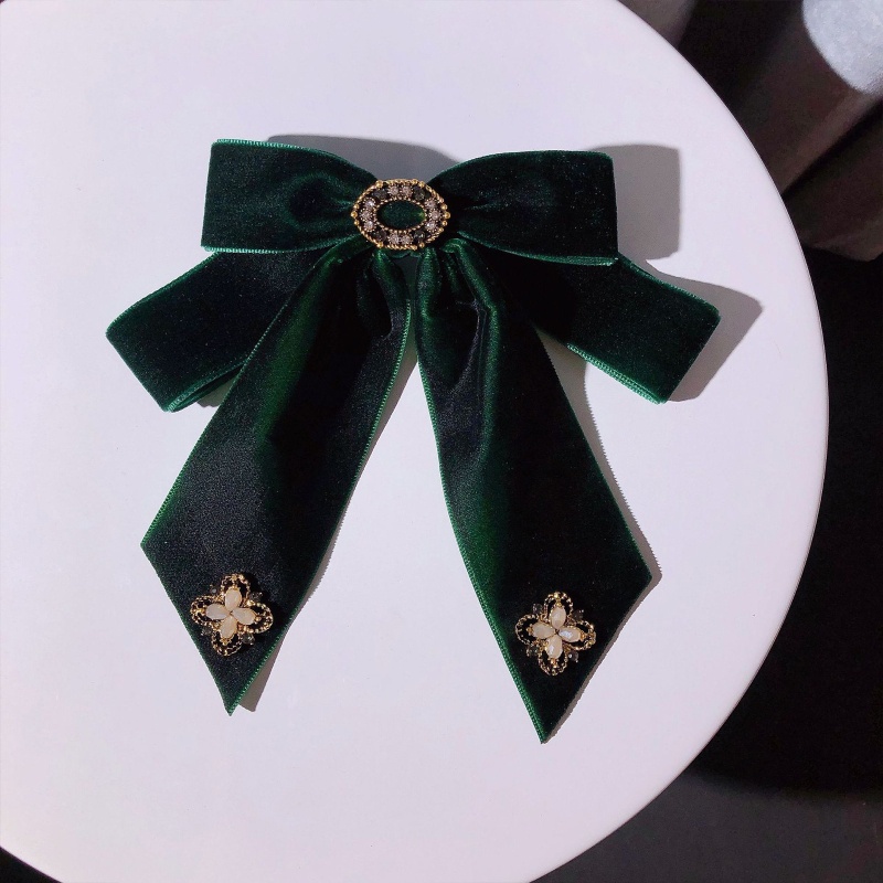 Cài Áo Nhung Đính Đá Hai Lớp Thắt Nơ Phong Cách Lolita Sang Trọng Cho Nữ