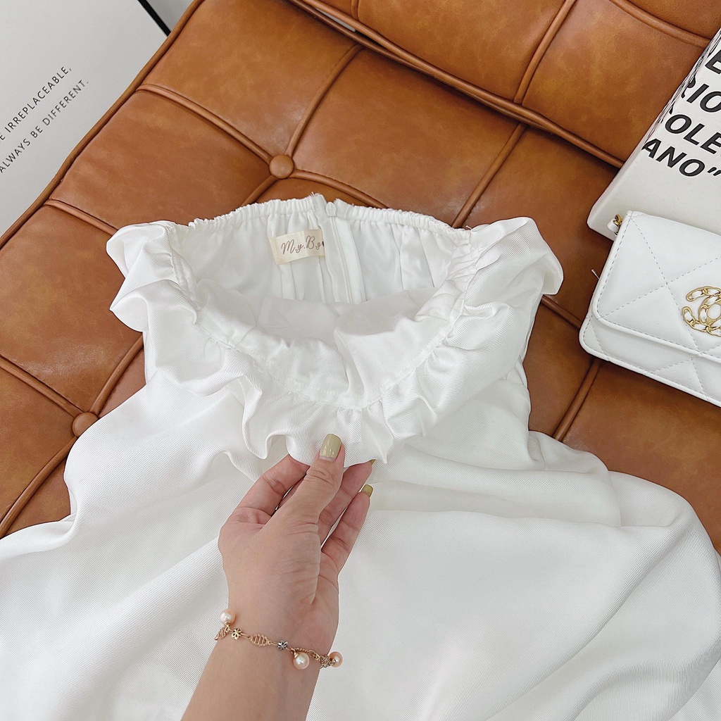 ĐẦM TRẮNG ỐNG BÍ XẾP LY NGỰC