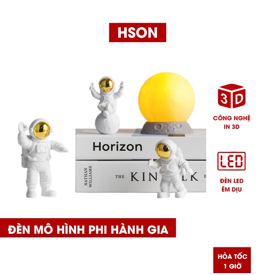 Đèn ngủ mặt trăng 3D mô hình phi hành gia HSON đèn decor trang trí bàn làm việc, phòng ngủ siêu đẹp