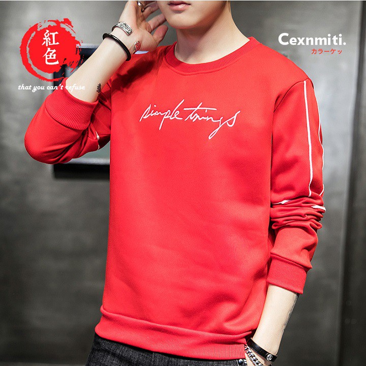 Áo thun nam dài tay đỏ thoáng mát, mềm mịn, phong cách, soái ca.