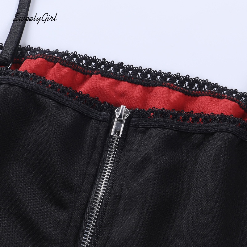 Áo Tank Top Dây Kéo Có Thể Điều Chỉnh Trang Trí Mạng Nhện Cho Nữ