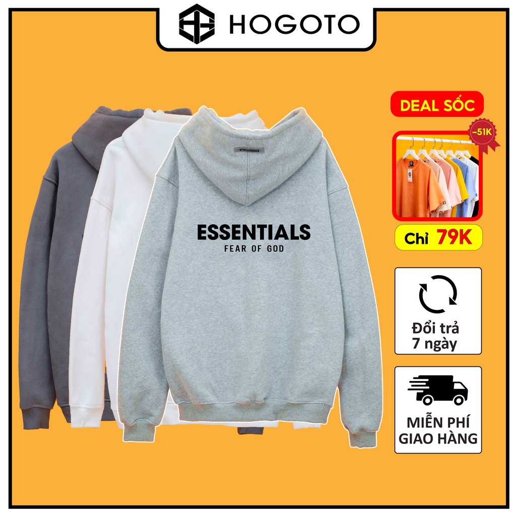 Áo nỉ Hoodie ESSENTIALS 2021 Cao su nổi , áo nỉ bông cotton unisex nam nữ form rộng oversize chất liệu Cotton