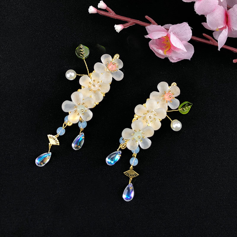 1 Kẹp Tóc Hình Lá Tua Rua Đính Pha Lê Dùng Trang Trí Tóc Cô Dâu