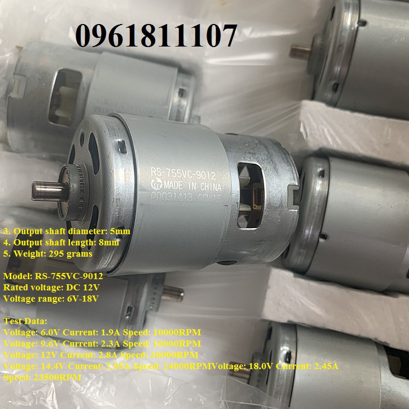 Motor 755 12V 18V cho máy khoan pin