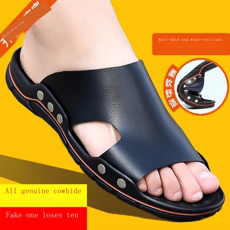 Dép Da Chống Trượt Cỡ Lớn Thời Trang Đi Biển Cho Nam