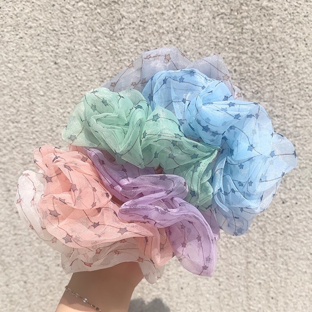 Chun cột tóc Scrunchie voan sao