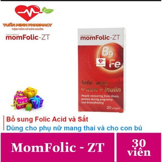 MomFolic-ZT - bổ sung Sắt và acid Folic cho phụ nữ mang thai (Hộp 30 Viên)