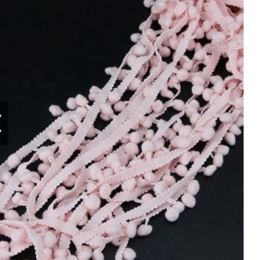 ⚡Có sẵn⚡ 1m dây ren đính QUẢ BÔNG POMPOM  1cm làm phụ kiện lolita handmade DIY