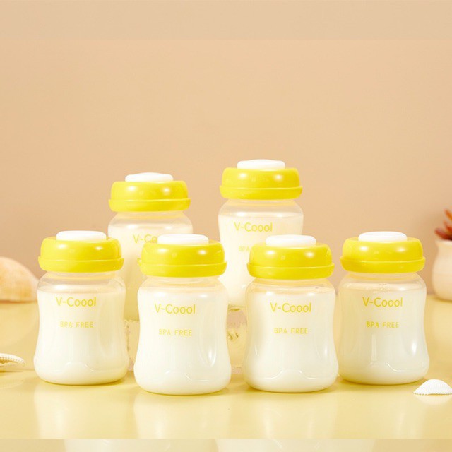 Bình trữ sữa Vcool cổ rộng 180ml chính hãng có vạch chia, chất liệu PP Free BPA An toàn cho bé