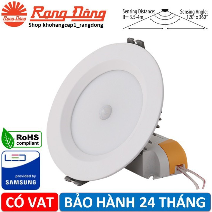 [SIÊU HOT]Đèn LED âm trần cảm biến 9W Rạng Đông, khoét lỗ 110mm, vỏ nhôm đúcSẴN HÀNG