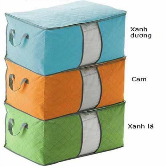 Tủ quần áo Túi đựng quần áo, chăn màn size lớn loại 1, Túi đựng đồ dáng ngang, có quai xách và khóa kéo tiện
