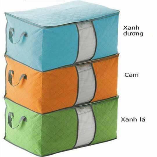 Túi đựng quần áo chăn màn CSHome bằng vải không dệt size lớn loại 1, Túi đựng đồ dáng ngang, có quai xách và khóa kéo