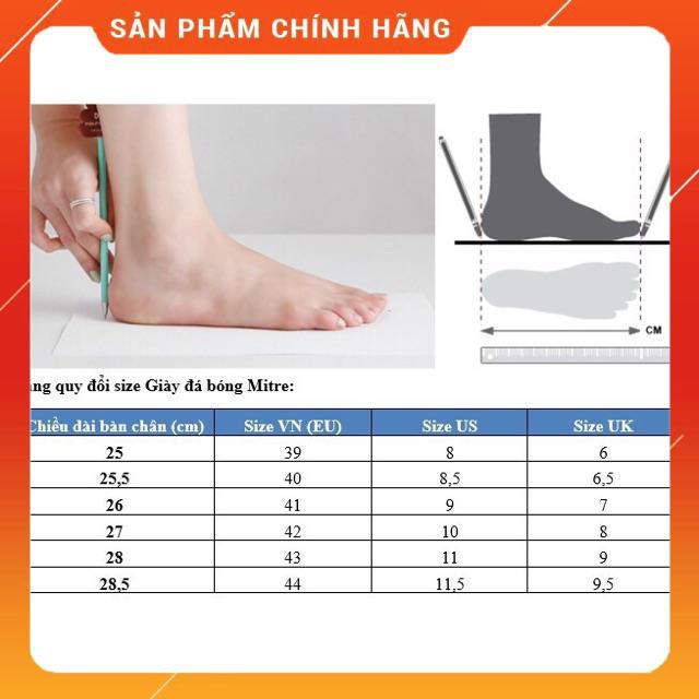 (Chính hãng) Giày đá bóng ⚡️ 𝐅𝐑𝐄𝐄 𝐒𝐇𝐈𝐏 ⚡️ sân cỏ nhân tạo khâu đế đinh TF Mitre MT170501 màu xanh đen (Fullbox)