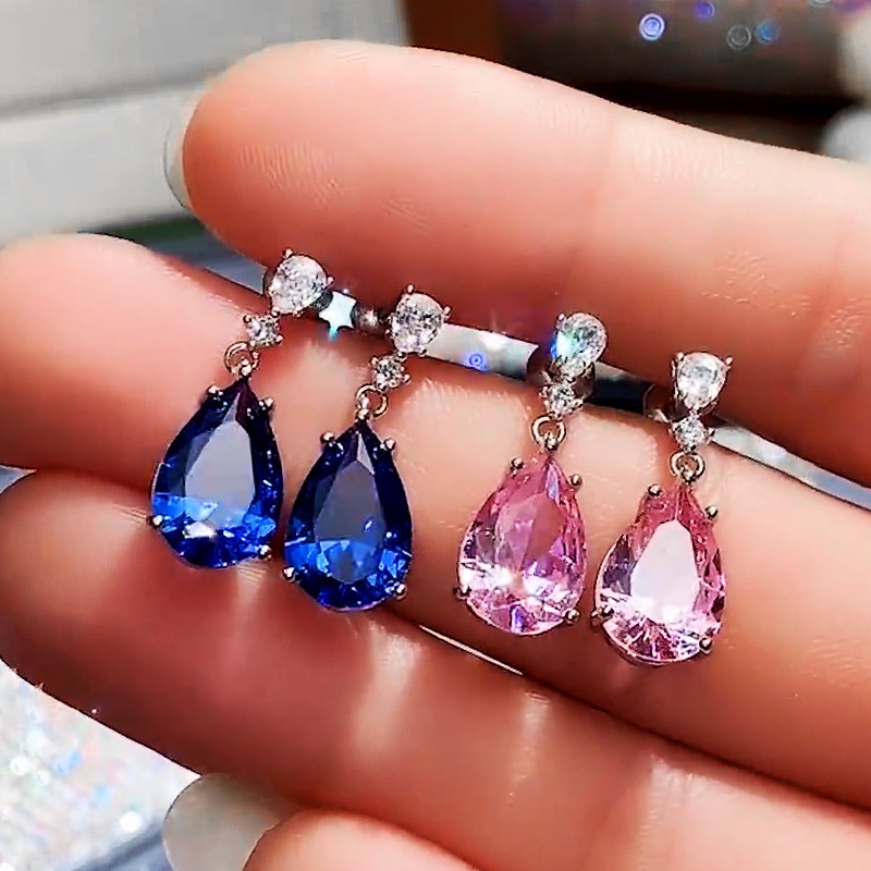 Khuyên Tai Hình Giọt Nước Đính Đá Zircon Zircon Thanh Lịch Hợp Thời Trang Làm Quà Tặng Cho Bạn Gái