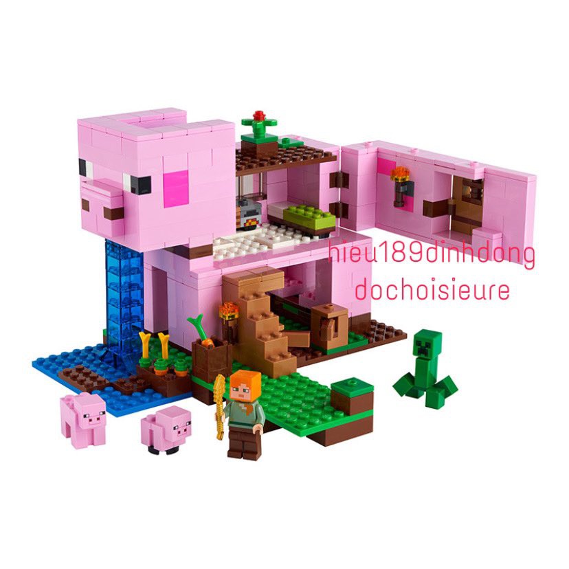 Lắp ráp xếp hình non Lego Minecraft My World The Pig House 21170, lari 11585 : Ngôi Nhà Heo Lợn 506 mảnh