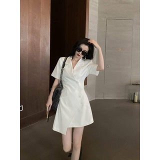 [SALE] Đầm vest tà xéo phối nút bọc cao cấp