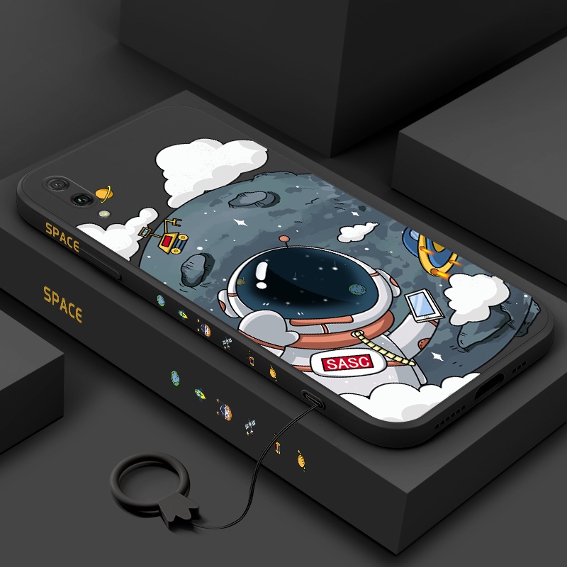 Ốp Điện Thoại silicone TPU Hình Phi Hành Gia Có Dây Đeo Cho oppo a9 2020 a5 2020