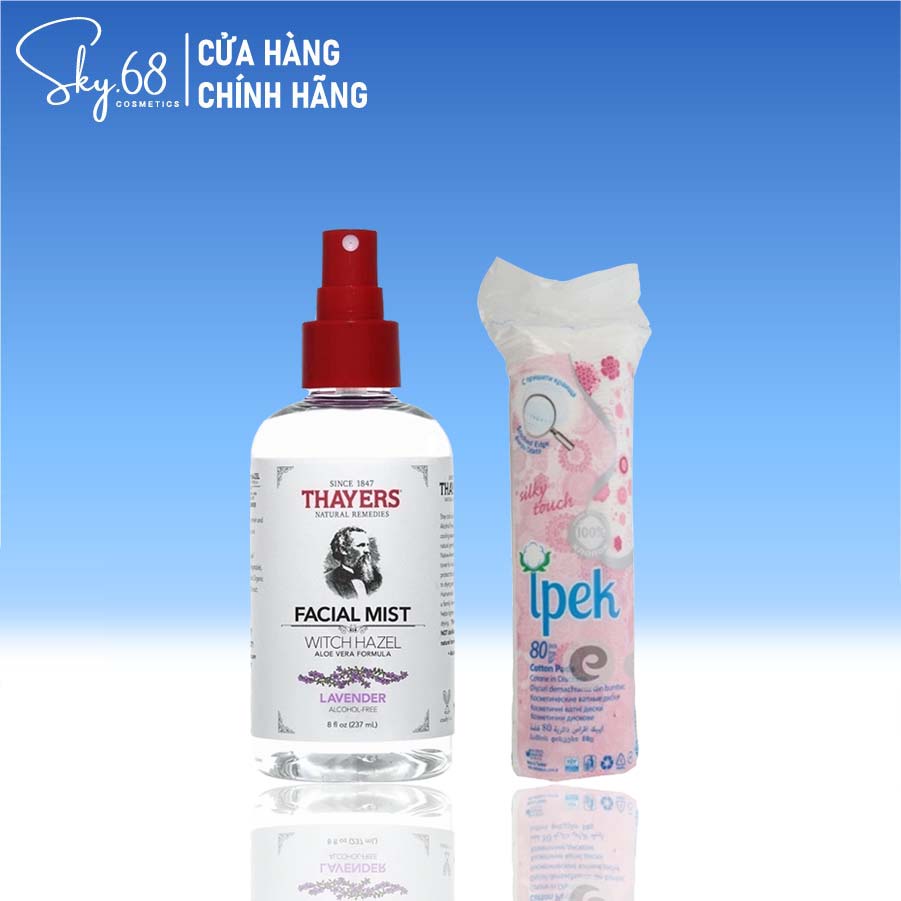 Nước Hoa Hồng Dạng Xịt Thayers Toner Facial Mist Lavender 237ml + Tặng bông tẩy trang Ipek 80 miếng