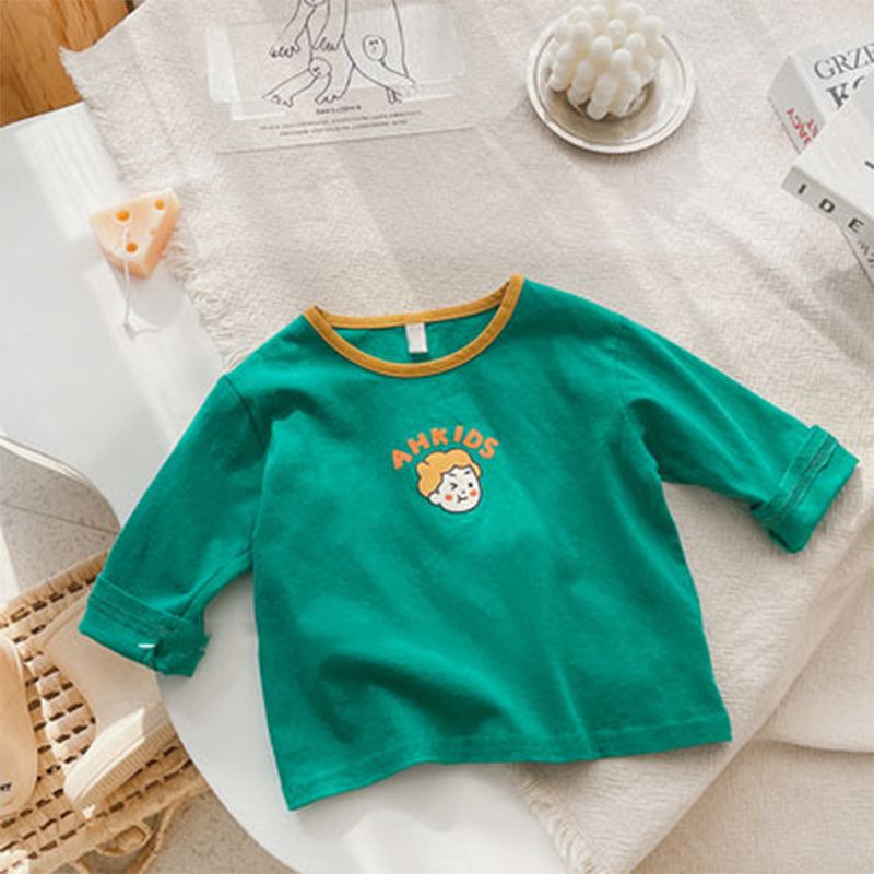 Áo Thun Cotton Mỏng Tay Dài Cổ Tròn Phong Cách Nhật Hàn Thời Trang Xuân Hè Hàng Mới Dành Cho Trẻ Em
