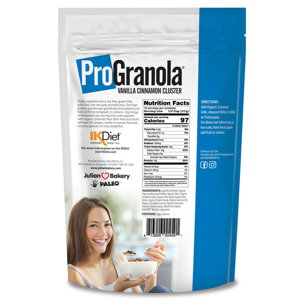 Ngũ cốc Pro Granola Keto ăn kiêng 500gr JULIAN BAKERY - USA/Low Carb/ Gluten Free/ Eat Clean