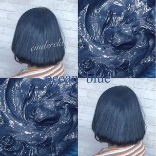 Nhuộm tóc màu xanh đen dương Deep_blue( không cần tẩy tóc) kèm Oxy