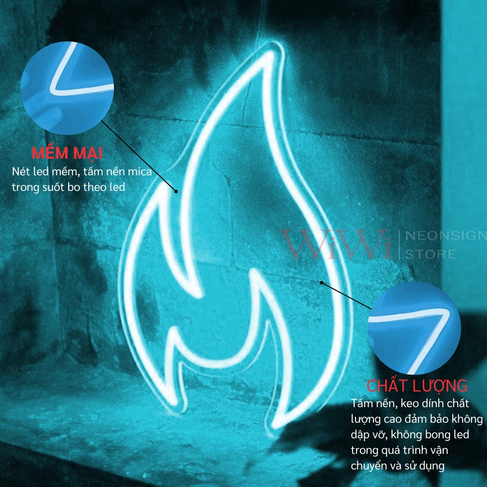 Đèn led neon hình ngọn lửa | 30x18 cm | Đèn led neon theo yêu cầu trang trí decor quà tặng cực chất